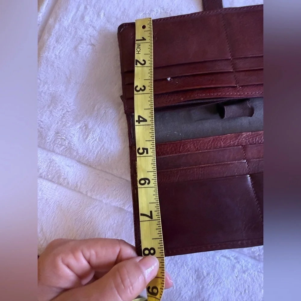 Pelle Studio Wallet Purse Brown Glaze Tri-fold Italian Leather Snip Button